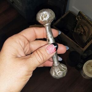 Hammered sterling silver baby rattle